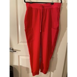 Mandala cherry red 9-pocket jogger scrub pants